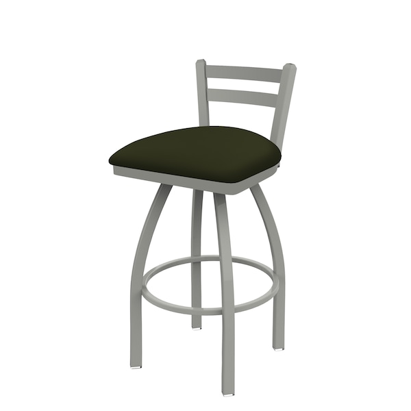 25" Low Back Swivel Counter Stool, Nickel Finish, Canter Pine Seat